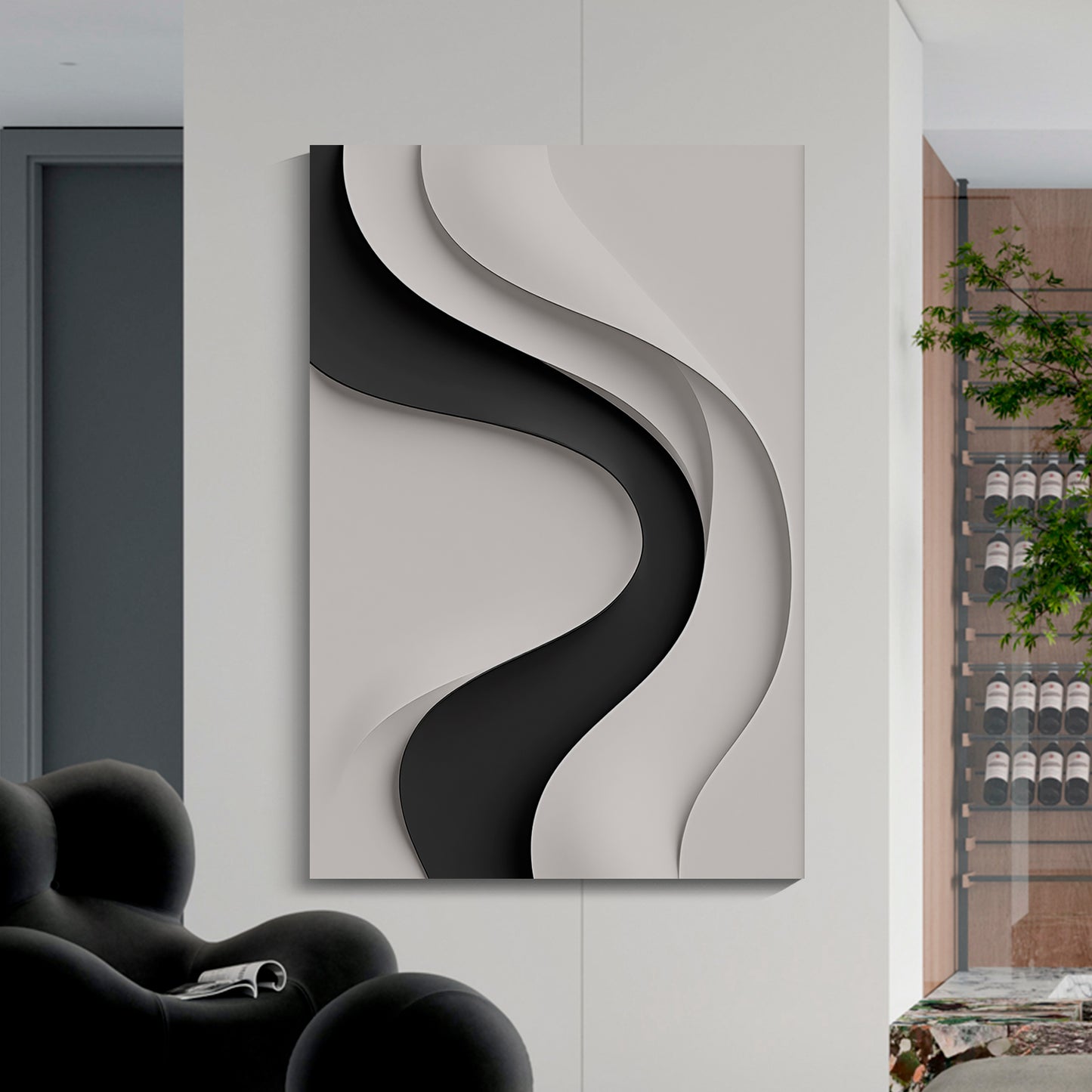 Beige and black Wall Sculptures, 3D Wood Wall Art, Minimalist Wall Hanging Home Decor