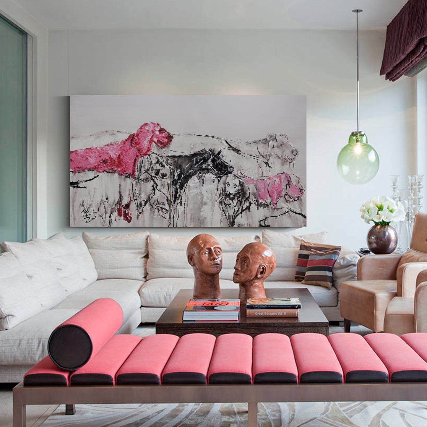 Banner modern abstract wall art, hand-painted oil painting