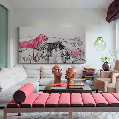 Banner modern abstract wall art, hand-painted oil painting