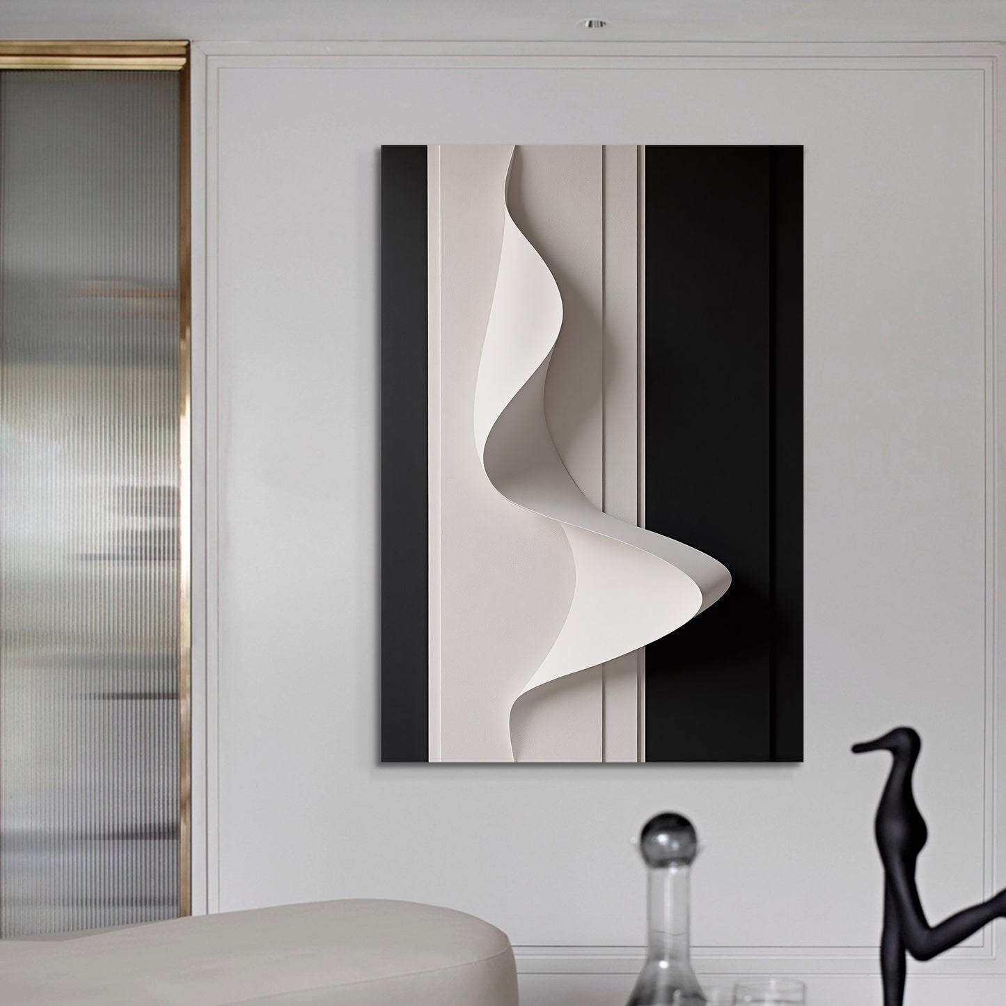 Beige and black Wall Sculptures, 3D Wood Wall Art, Minimalist Wall Hanging Home Decor
