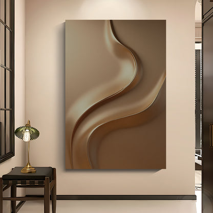 Light brown wall sculpture, 3D wooden wall art, simple wall-mounted home decoration.