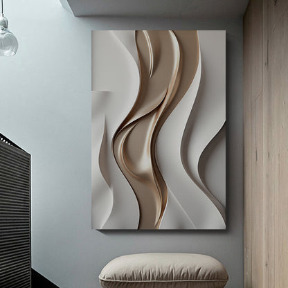 Beige and brown wall sculptures, 3D wooden wall art, simple wall-hung home decoration.