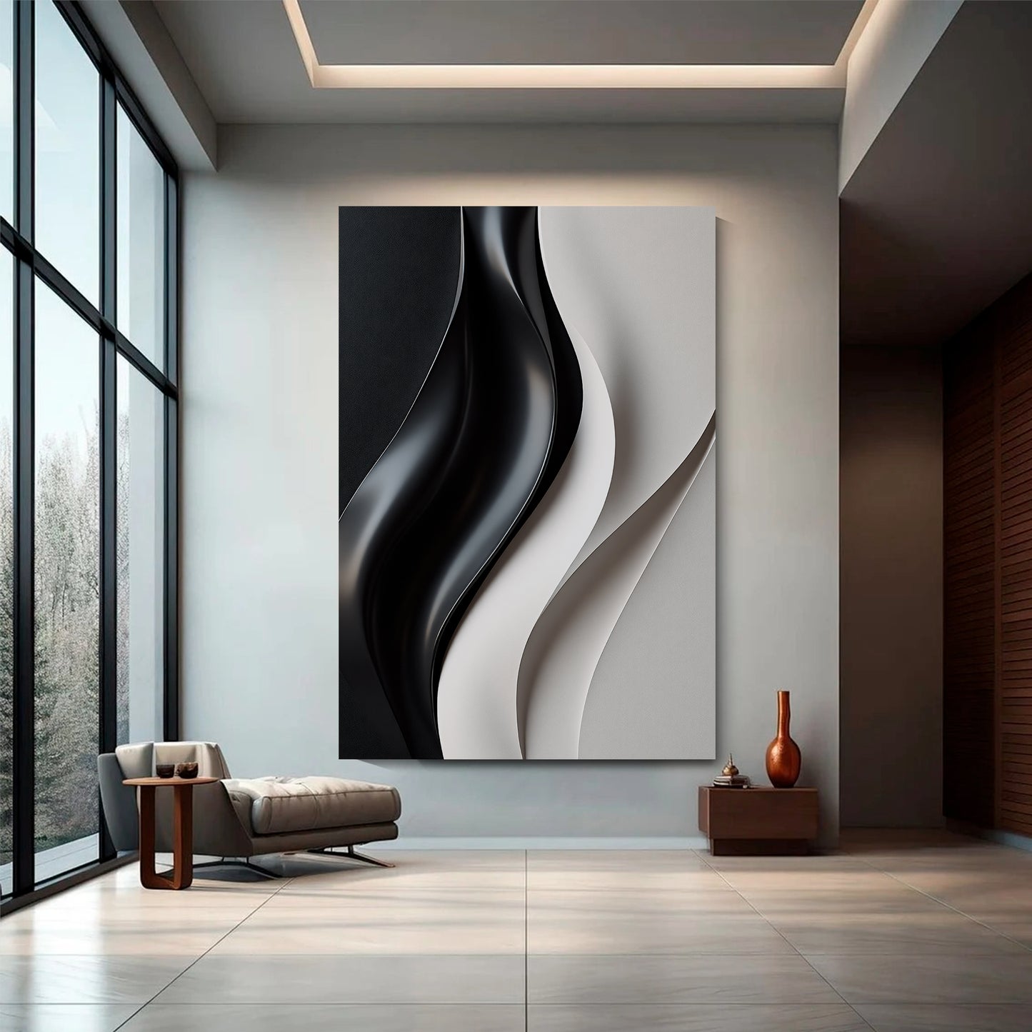 Beige and black Wall Sculptures, 3D Wood Wall Art, Minimalist Wall Hanging Home Decor