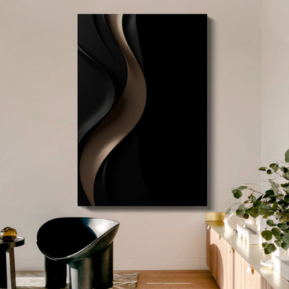 Black and brown wall sculpture, 3D wooden wall art, simple wall decoration.
