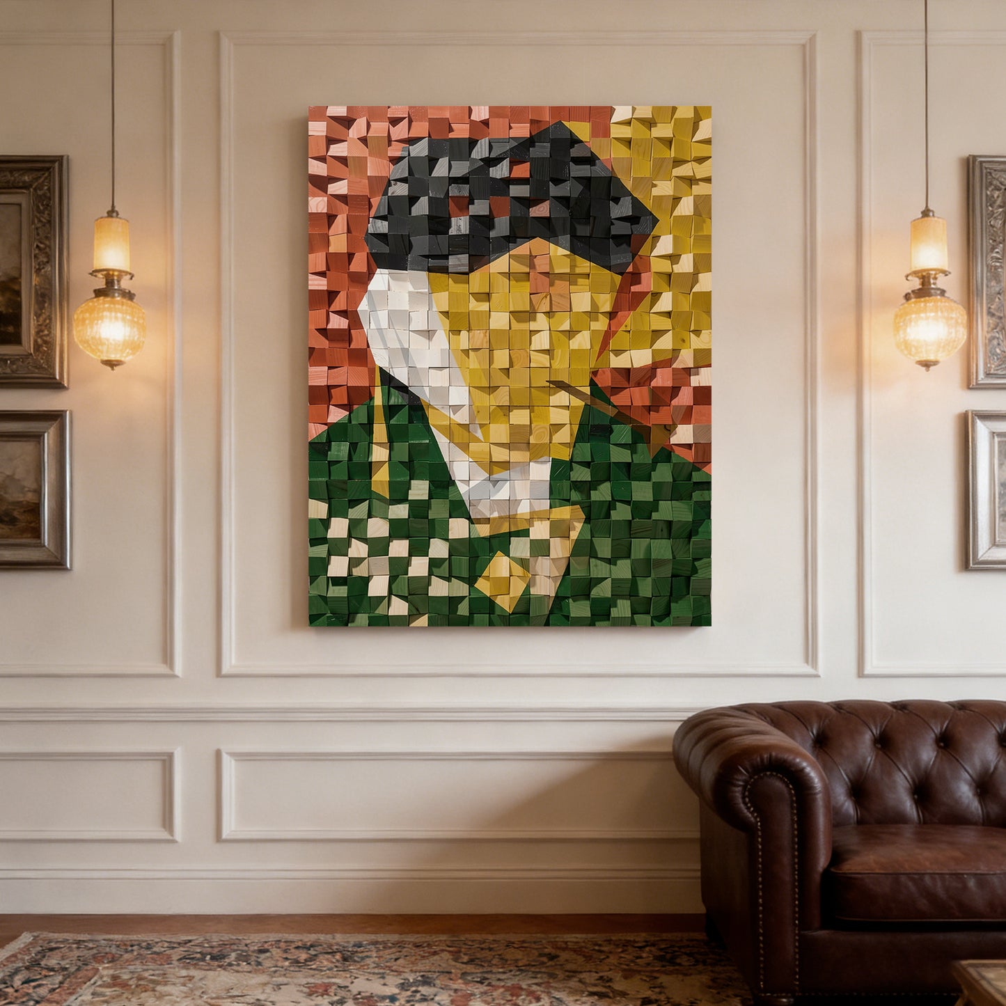 Modern Wooden Wall Art 3D Wood Wall Decor for Living Room:Vincent Van Gogh Self-Portrait