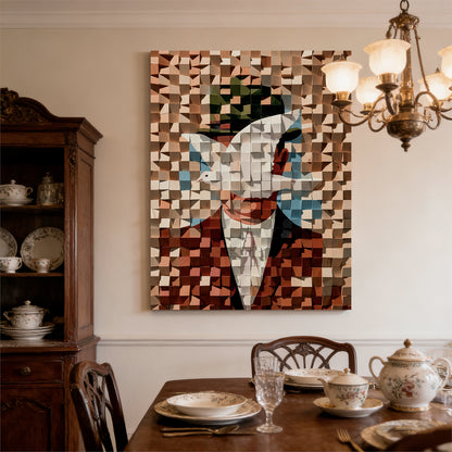 Modern Wooden Wall Art 3D Wood Wall Decor for Living Room:Gentleman in Suit and Dove