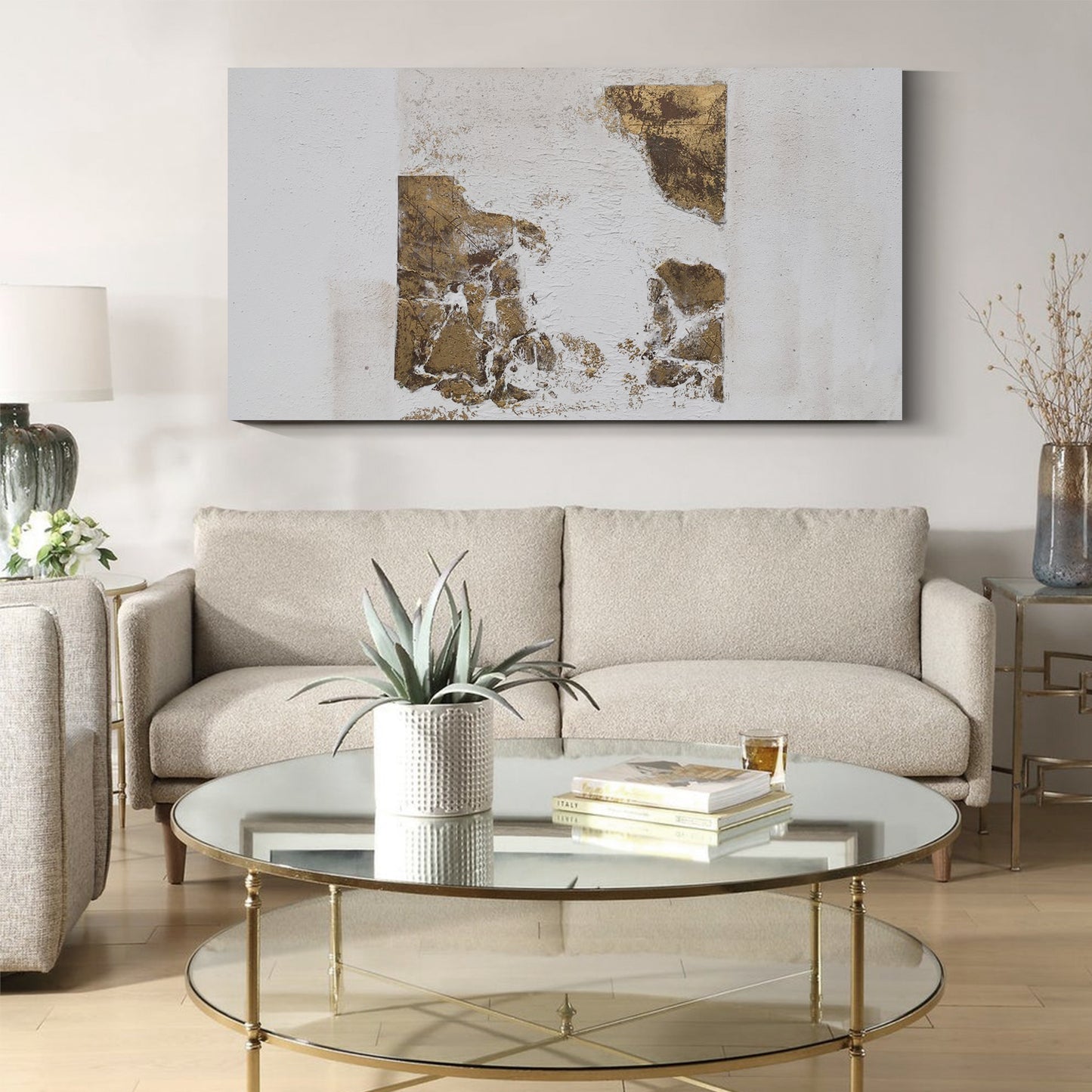 Banner modern abstract wall art, hand-painted oil painting