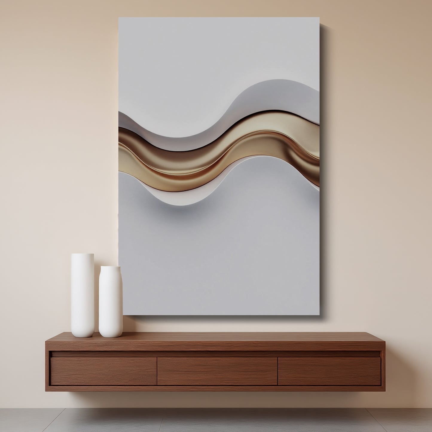 Beige and brown wall sculptures, 3D wooden wall art, simple wall-hung home decoration.