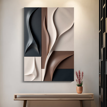 Beige and Brown dark green Wall Sculptures, 3D Wood Wall Art, Minimalist Wall Hanging Home Decor