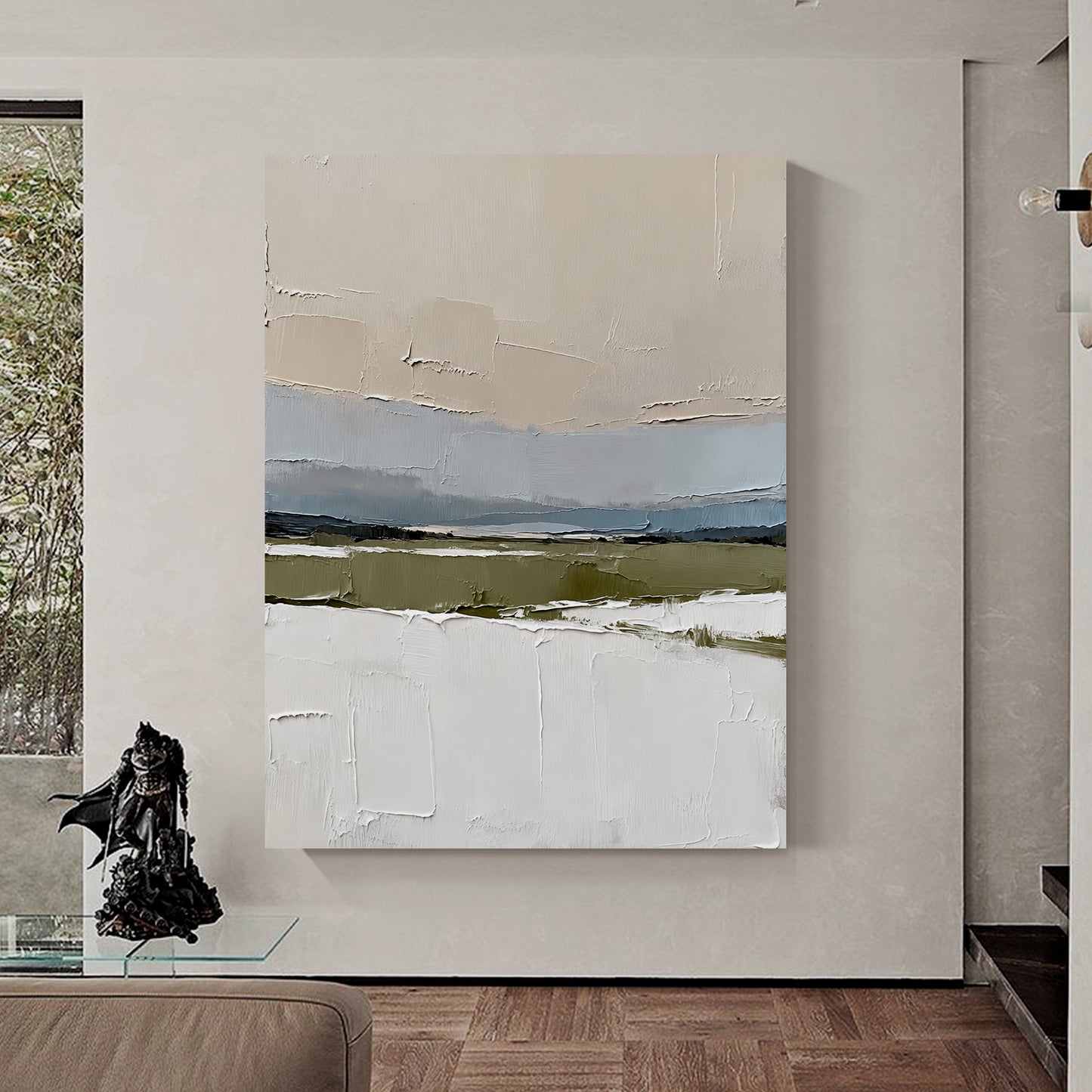 Hand-printed Minimalist Abstract Landscape Oil Painting Wall Art Handmade Canvas Painting