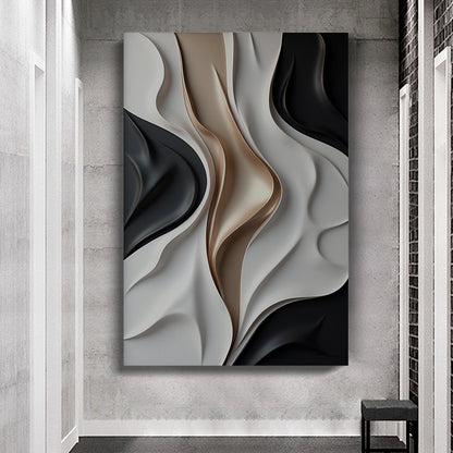 Gray, black and brown wall sculptures, 3D wooden wall art, simple wall decoration.