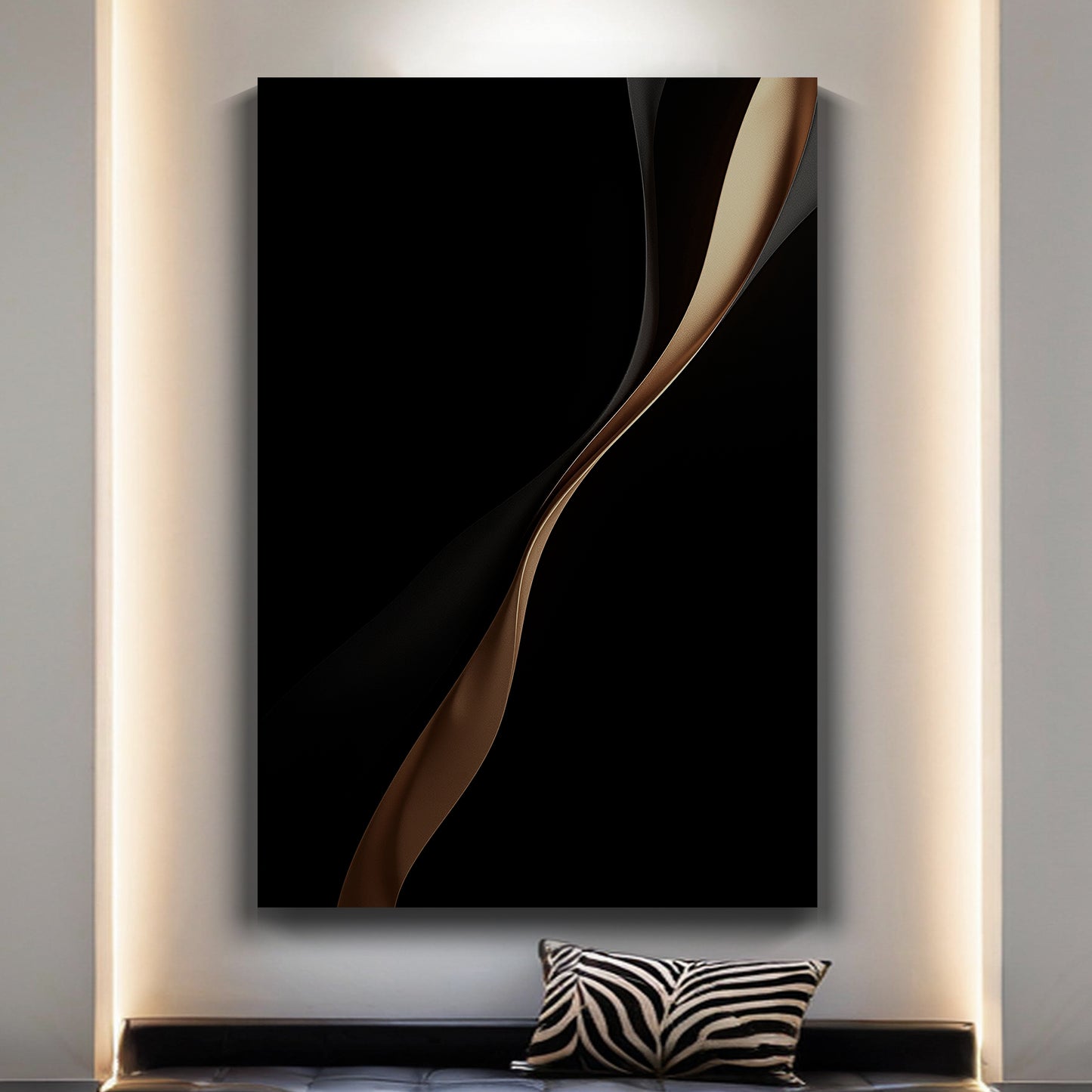 Black and brown wall sculpture, 3D wooden wall art, simple wall decoration.