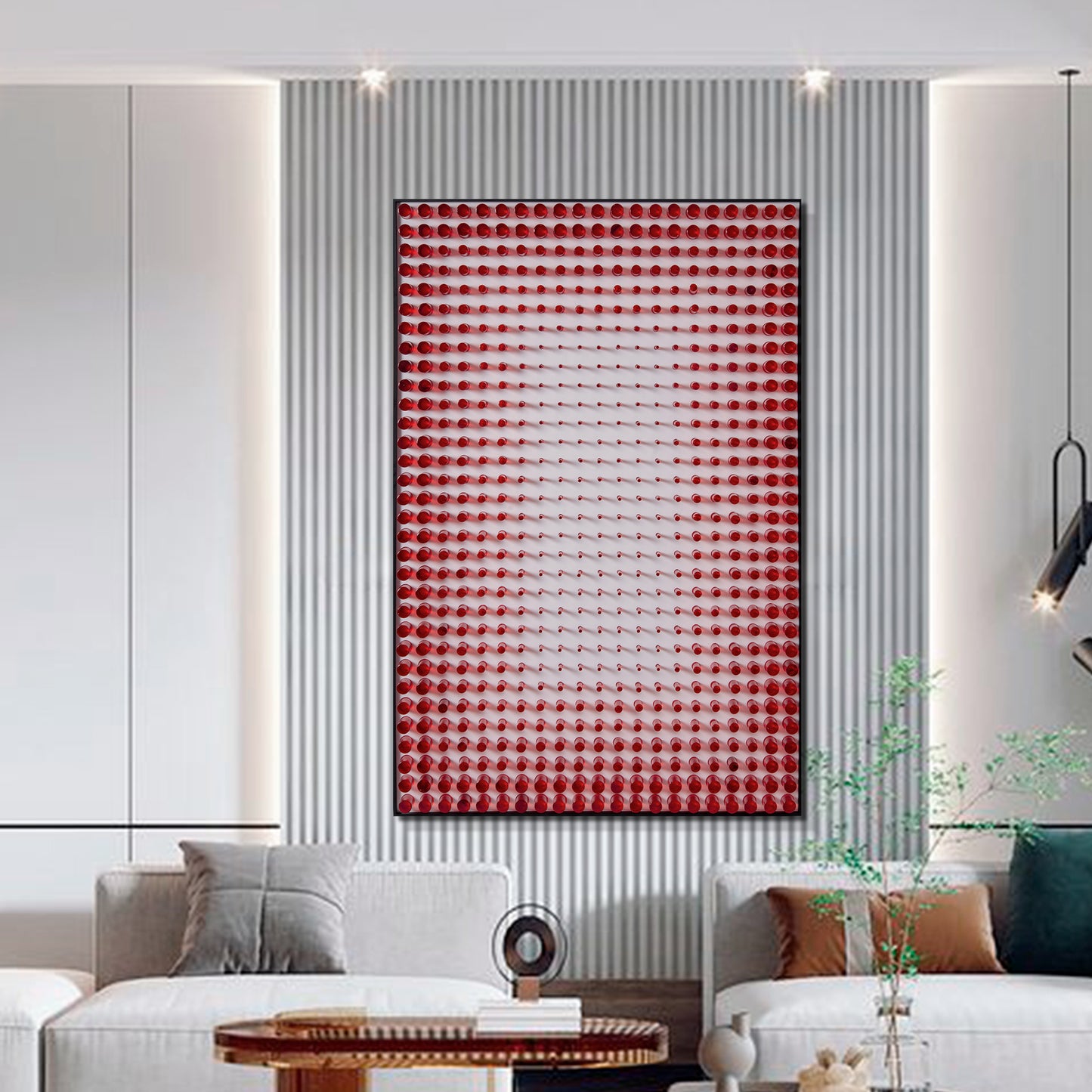 Red Acrylic cylinder installation art