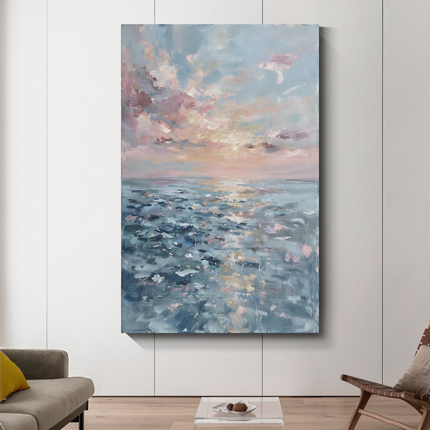 "Flower Sea" modern abstract mural art, hand-painted oil painting.