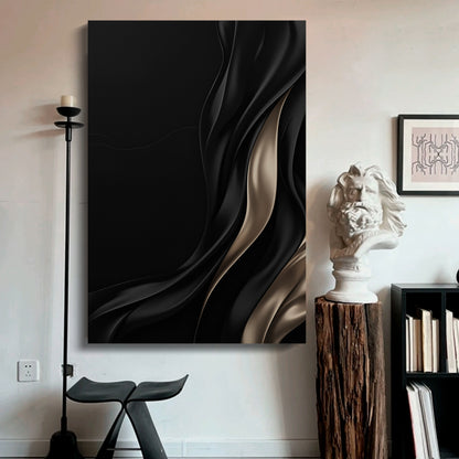 Black and brown wall sculpture, 3D wooden wall art, simple wall decoration.