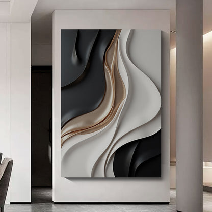 Beige, black and brown wall sculptures, 3D wooden wall art, simple wall-hung home decoration.