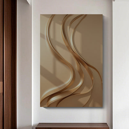 Light brown wall sculpture, 3D wooden wall art, simple wall-mounted home decoration.
