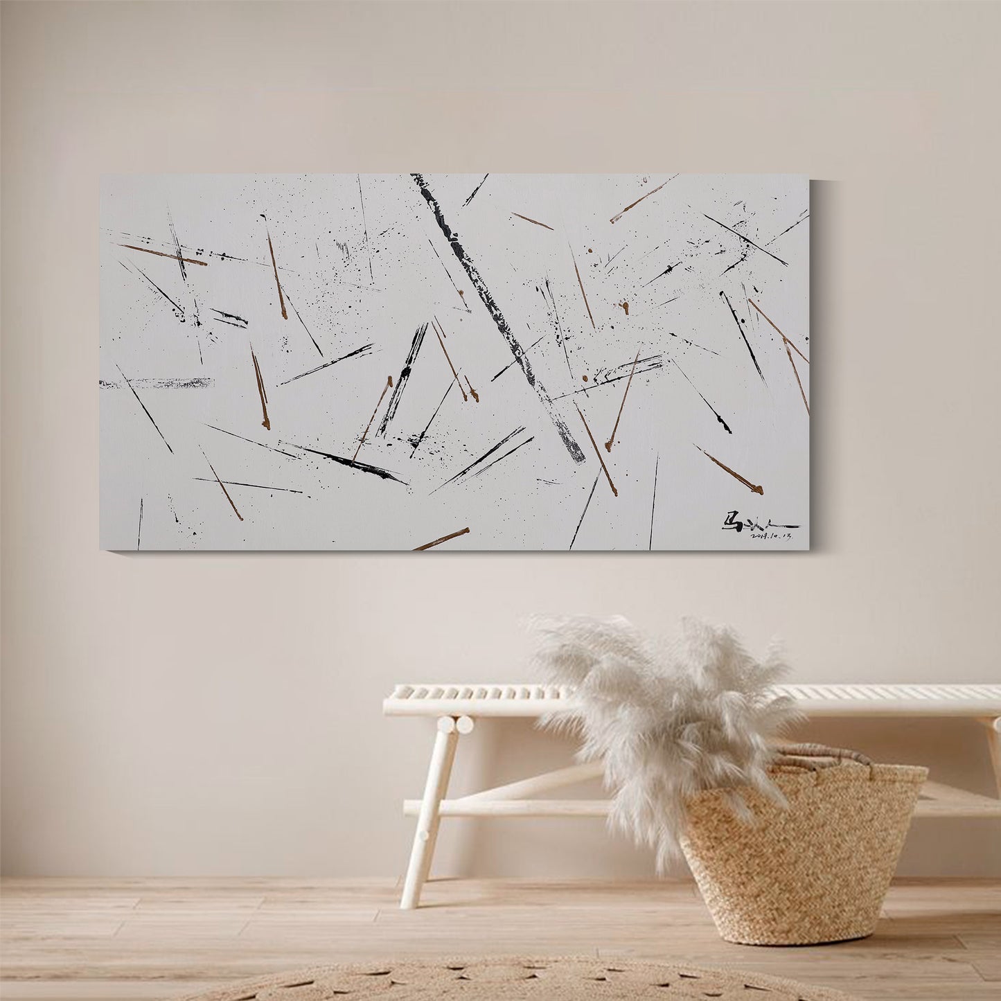Banner modern abstract wall art, hand-painted oil painting