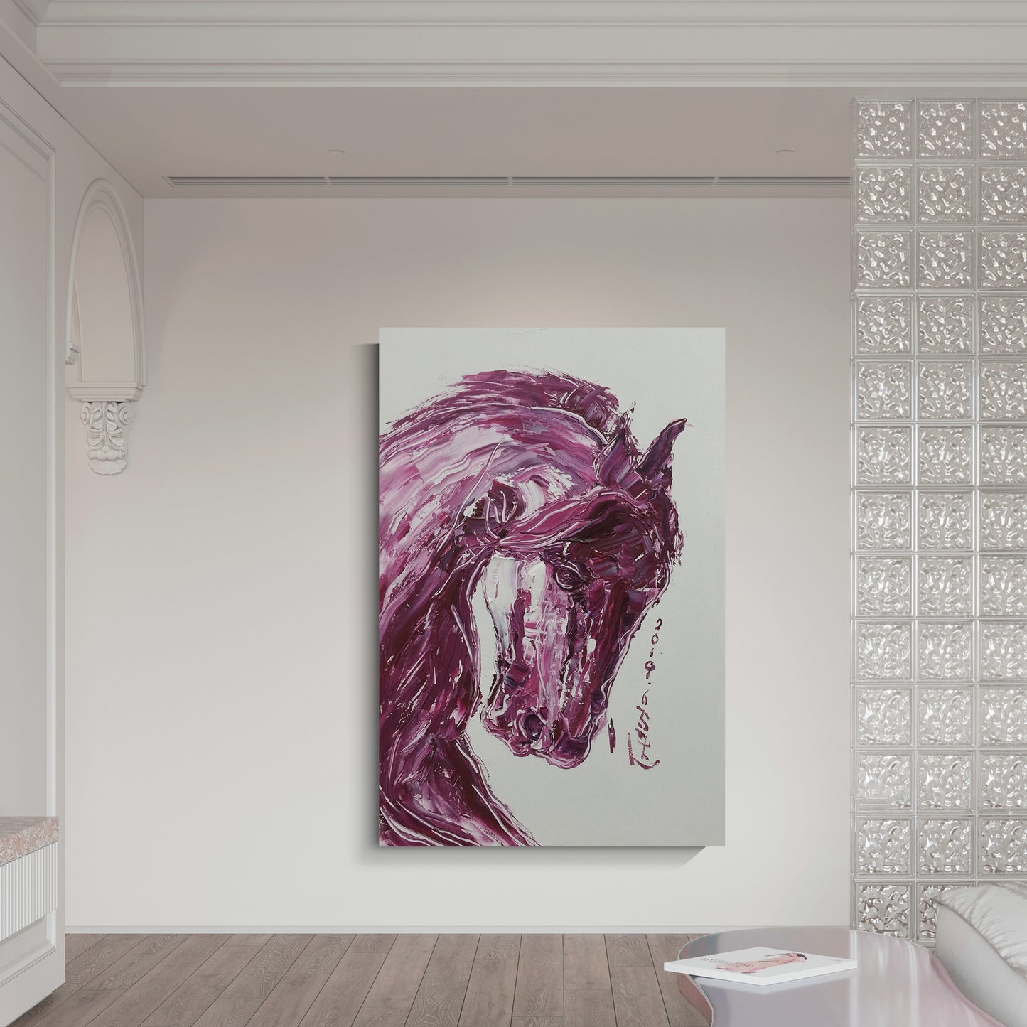 Horse wall art, hand-painted oil painting