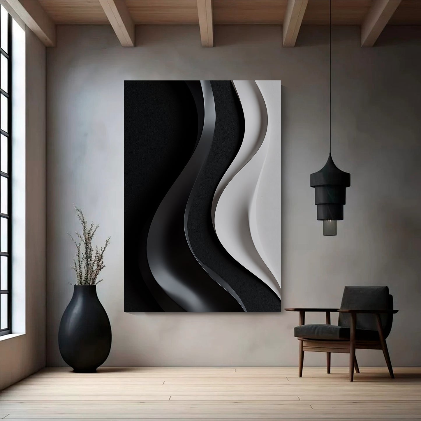 Beige and black Wall Sculptures, 3D Wood Wall Art, Minimalist Wall Hanging Home Decor