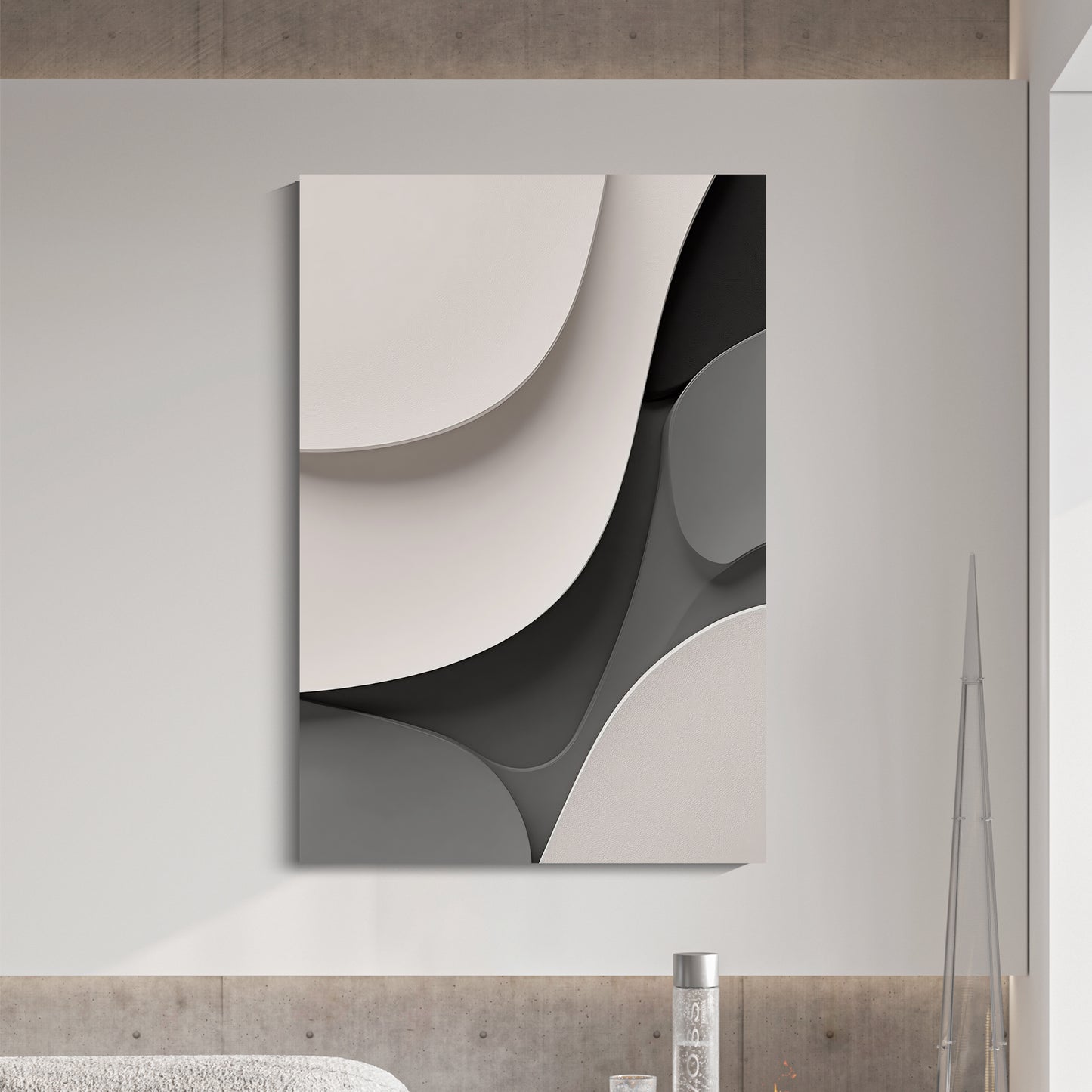 Beige and black Wall Sculptures, 3D Wood Wall Art, Minimalist Wall Hanging Home Decor