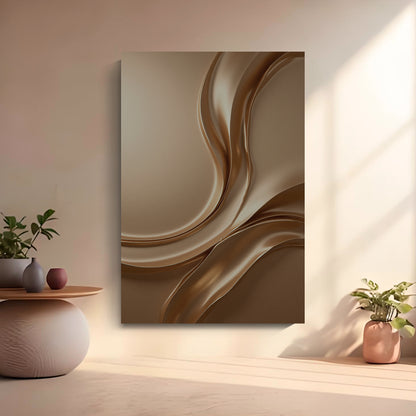 Light brown wall sculpture, 3D wooden wall art, simple wall-mounted home decoration.