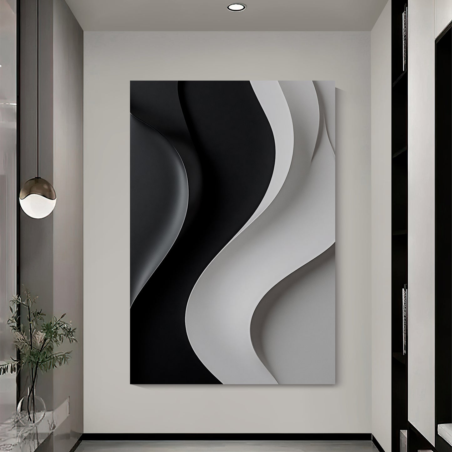 Beige and black Wall Sculptures, 3D Wood Wall Art, Minimalist Wall Hanging Home Decor