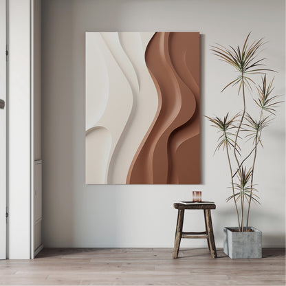 Beige and Brown Wall Sculptures, 3D Wood Wall Art, Minimalist Wall Hanging Home Decor