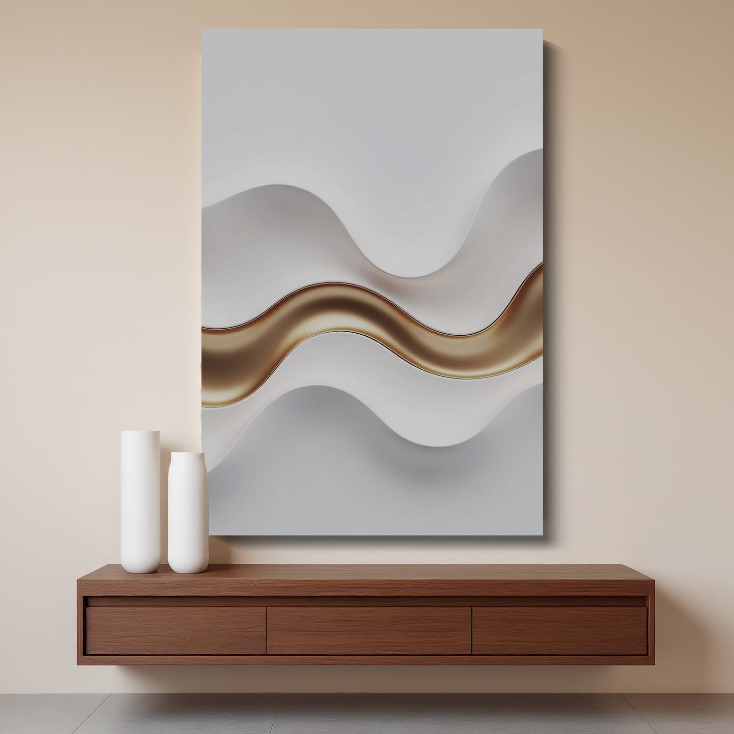 Beige and brown wall sculptures, 3D wooden wall art, simple wall-hung home decoration.