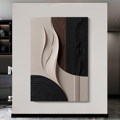 Beige and Brown Black Wall Sculptures, 3D Wood Wall Art, Minimalist Wall Hanging Home Decor