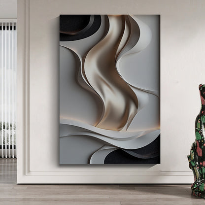 Beige, black and brown wall sculptures, 3D wooden wall art, simple wall-hung home decoration.