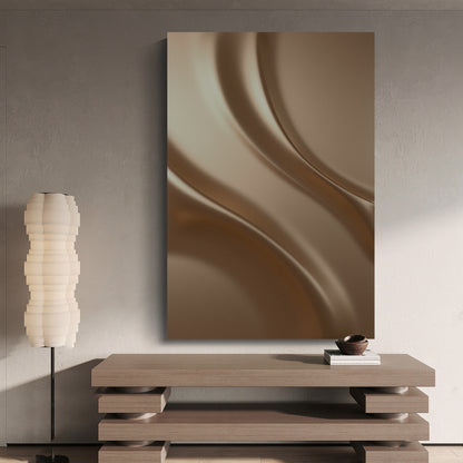 Light brown wall sculpture, 3D wooden wall art, simple wall-mounted home decoration.
