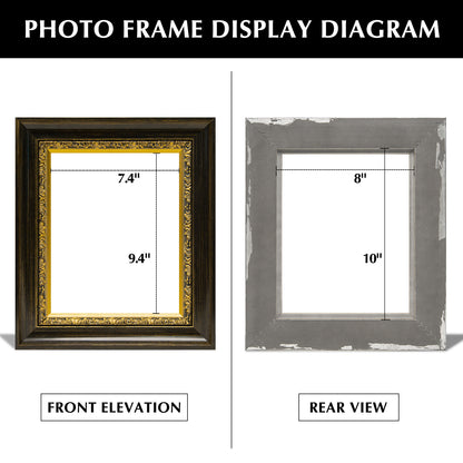 Solid Wood Frame for 8x10 Canvas Paintings, Finished Antique Ornate Black Gold Canvas Frames for Oil Painting Art Prints, for Home Living Room Wall Decor (Empty Frame Only, No Backboard and Glass)