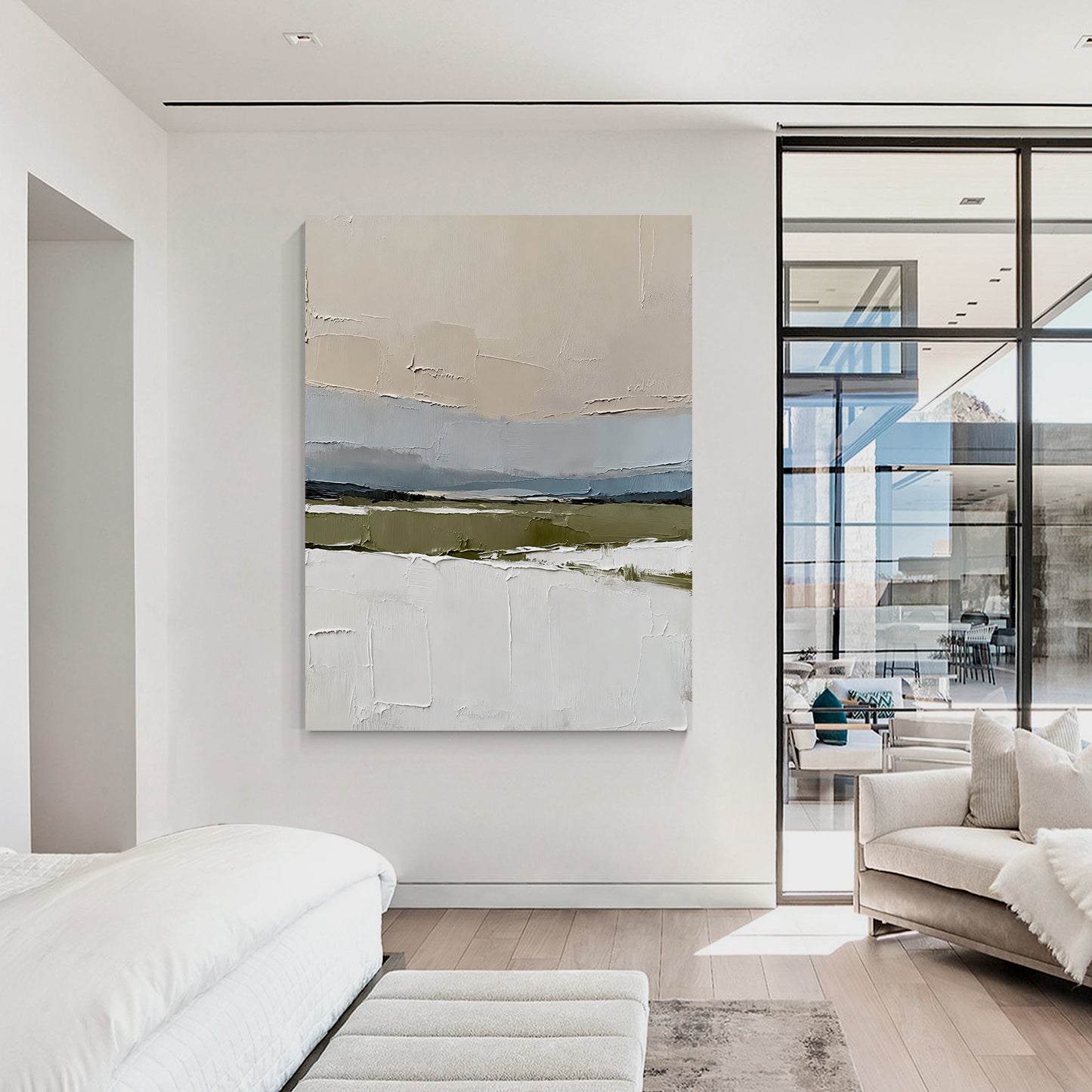 Hand-printed Minimalist Abstract Landscape Oil Painting Wall Art Handmade Canvas Painting