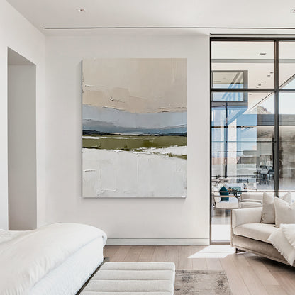 Hand-printed Minimalist Abstract Landscape Oil Painting Wall Art Handmade Canvas Painting