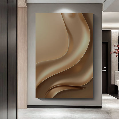 Light brown wall sculpture, 3D wooden wall art, simple wall-mounted home decoration.