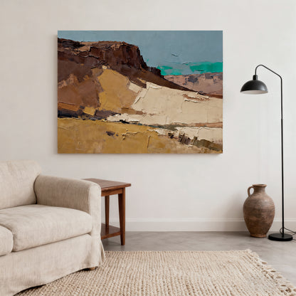 Hand-Painted Abstract Gobi Desert Oil Painting, Modern Minimalist Wall Art for Living Room, Entryway