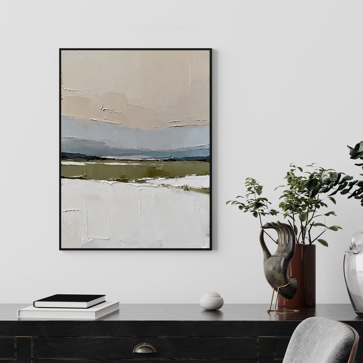 Hand-printed Minimalist Abstract Landscape Oil Painting Wall Art Handmade Canvas Painting