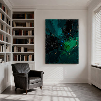 Abstract Oil Painting Wall Art Handmade Canvas Painting, Modern Home Decor Hand Painted: Green