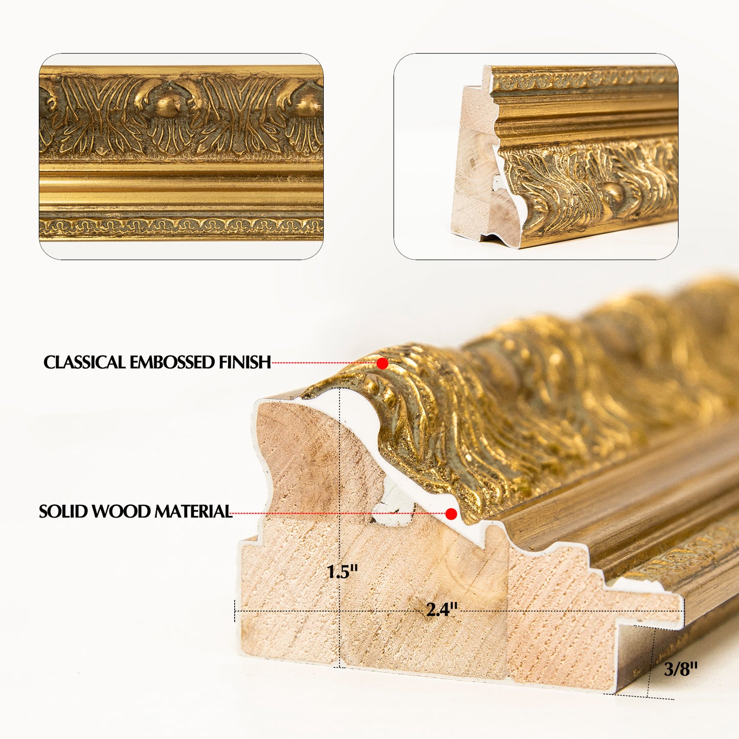 ARTGOW Solid Wood Frame for 8x10 Canvas Paintings, Finished Antique Ornate Gold Canvas Frames for Oil Painting Art Prints, for Home Living Room Wall Decor (Empty Frame Only, No Backboard and Glass)