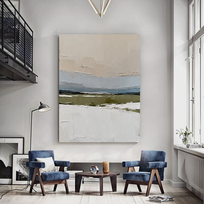 Hand-printed Minimalist Abstract Landscape Oil Painting Wall Art Handmade Canvas Painting