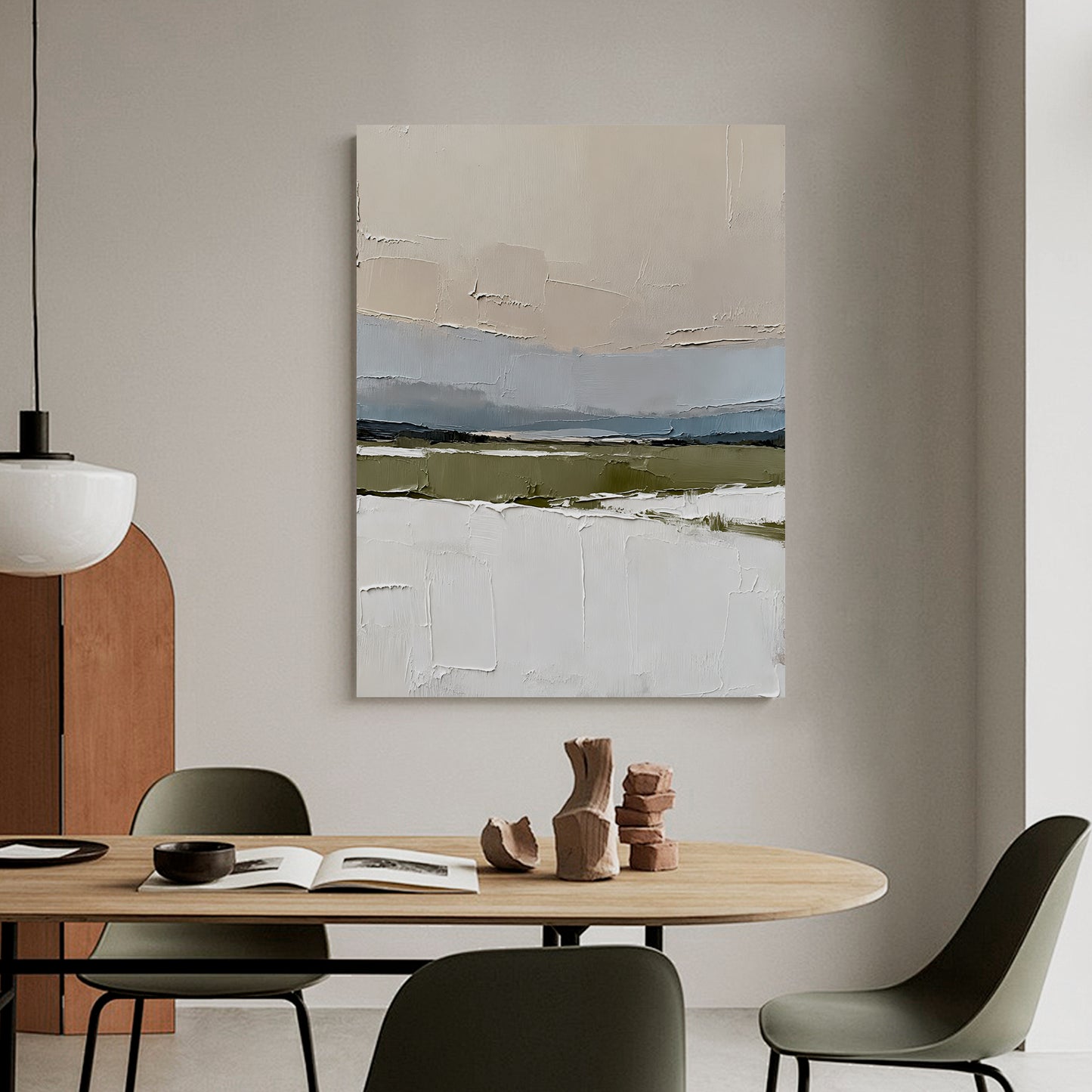 Hand-printed Minimalist Abstract Landscape Oil Painting Wall Art Handmade Canvas Painting