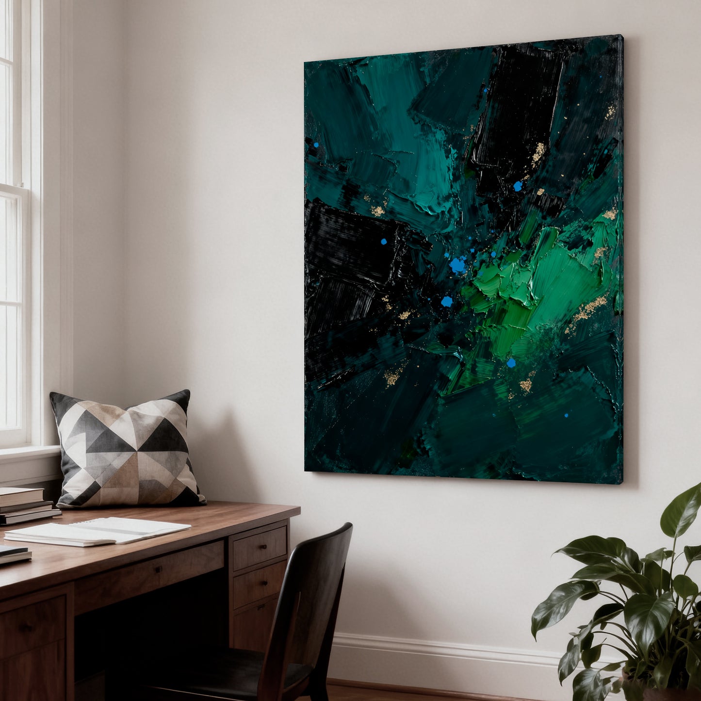 Abstract Oil Painting Wall Art Handmade Canvas Painting, Modern Home Decor Hand Painted: Green