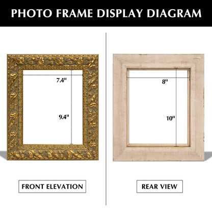 Solid Wood Frame for 8x10 Canvas Paintings, Finished Antique Ornate Retro Gold Canvas Frames for Oil Painting Art Prints, for Home Living Room Wall Decor (Empty Frame Only, No Backboard and Glass)