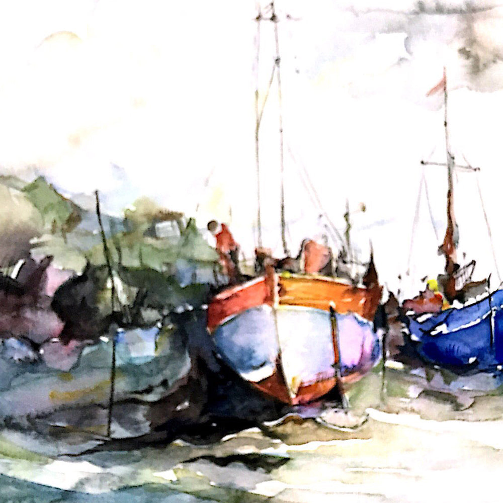 Seaside and Fishing Boat-Xiaowei Fan