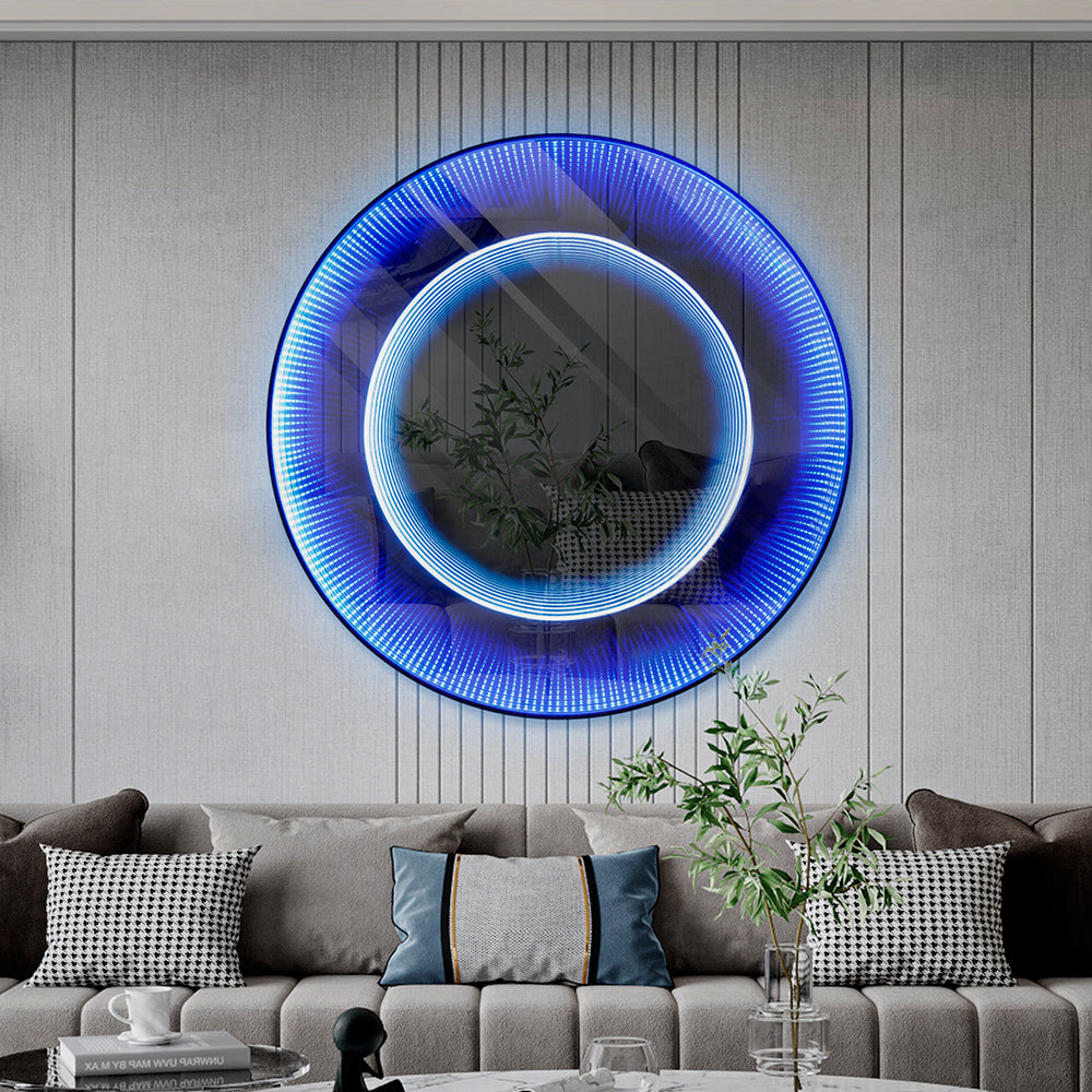 Blue Aperture Light Installation Art