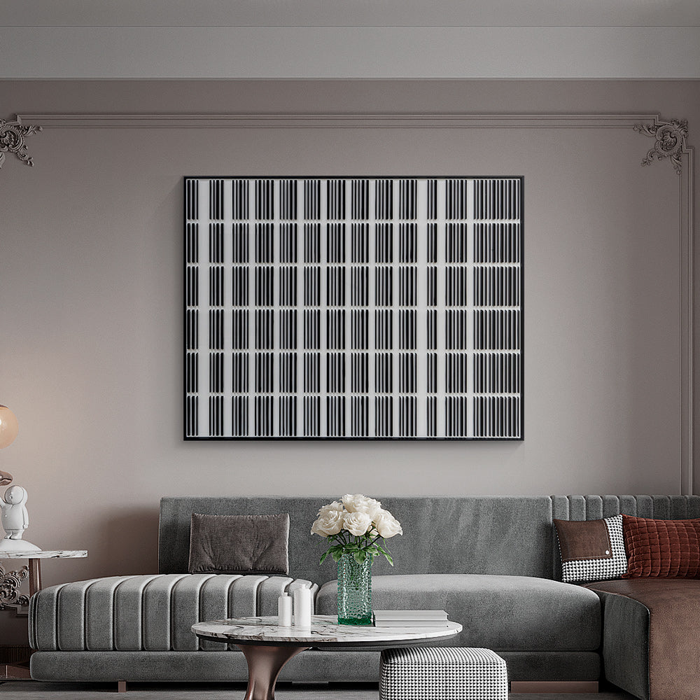 Black and White Line Grid Acrylic Installation Art