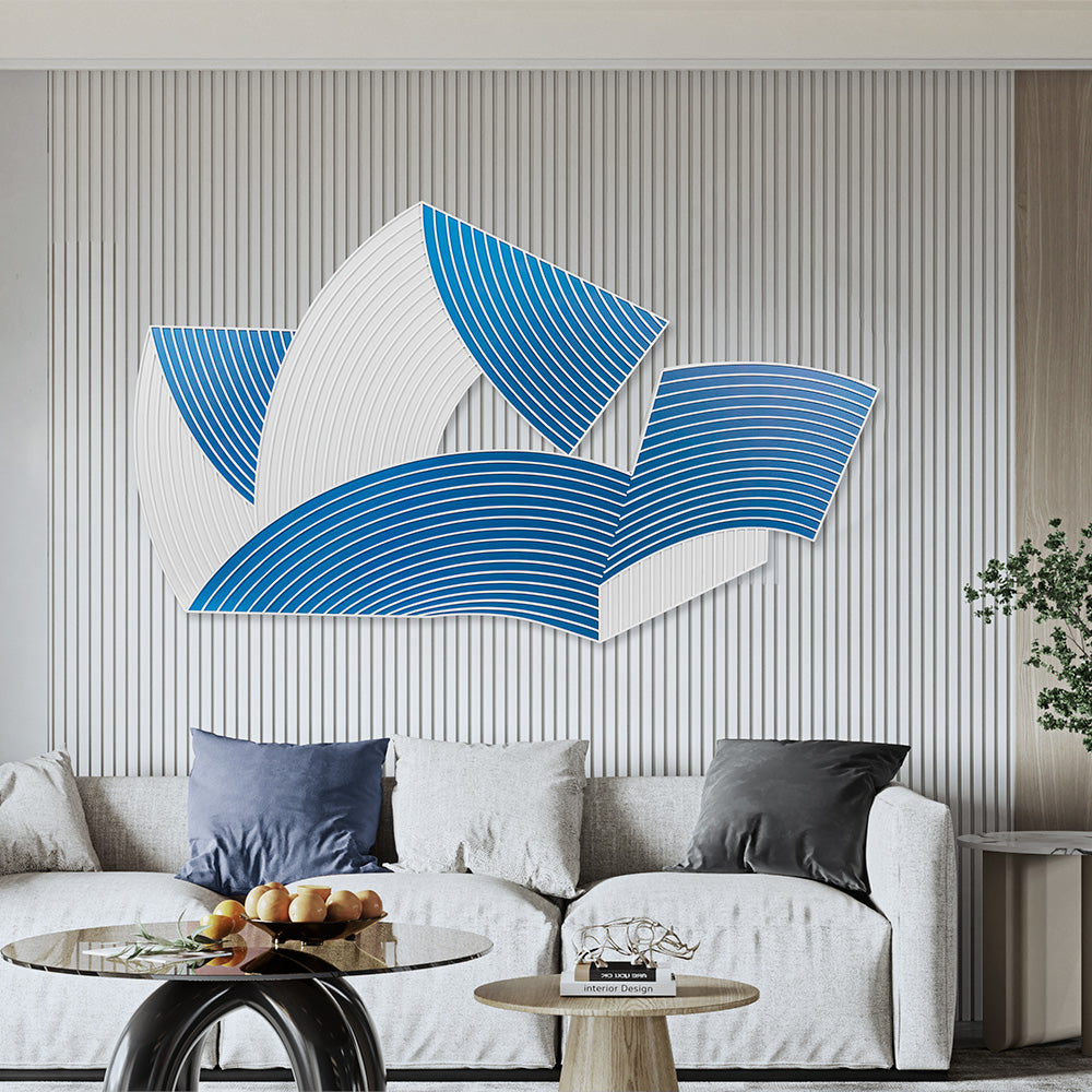 Blue and White Folded Acrylic Installation Art