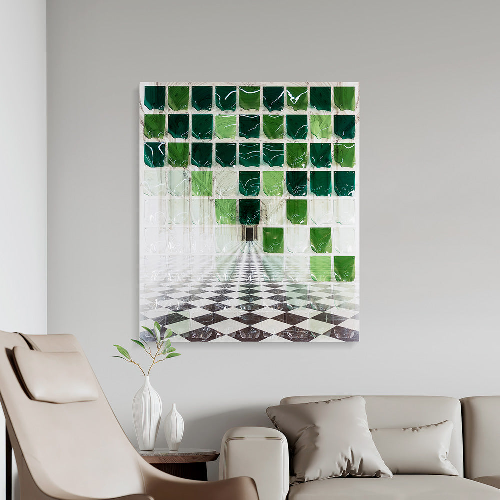 Green Gradient Mosaic Acrylic Installation Art