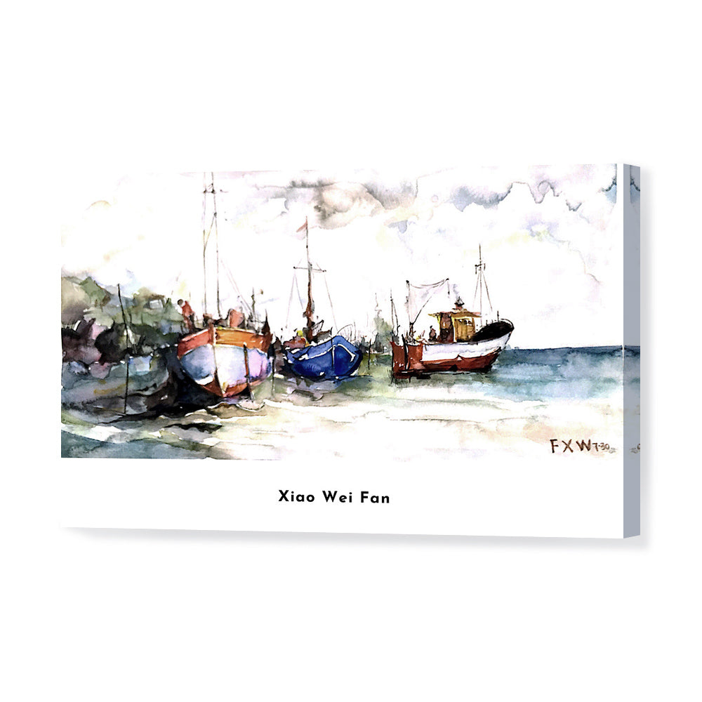 Seaside and Fishing Boat-Xiaowei Fan